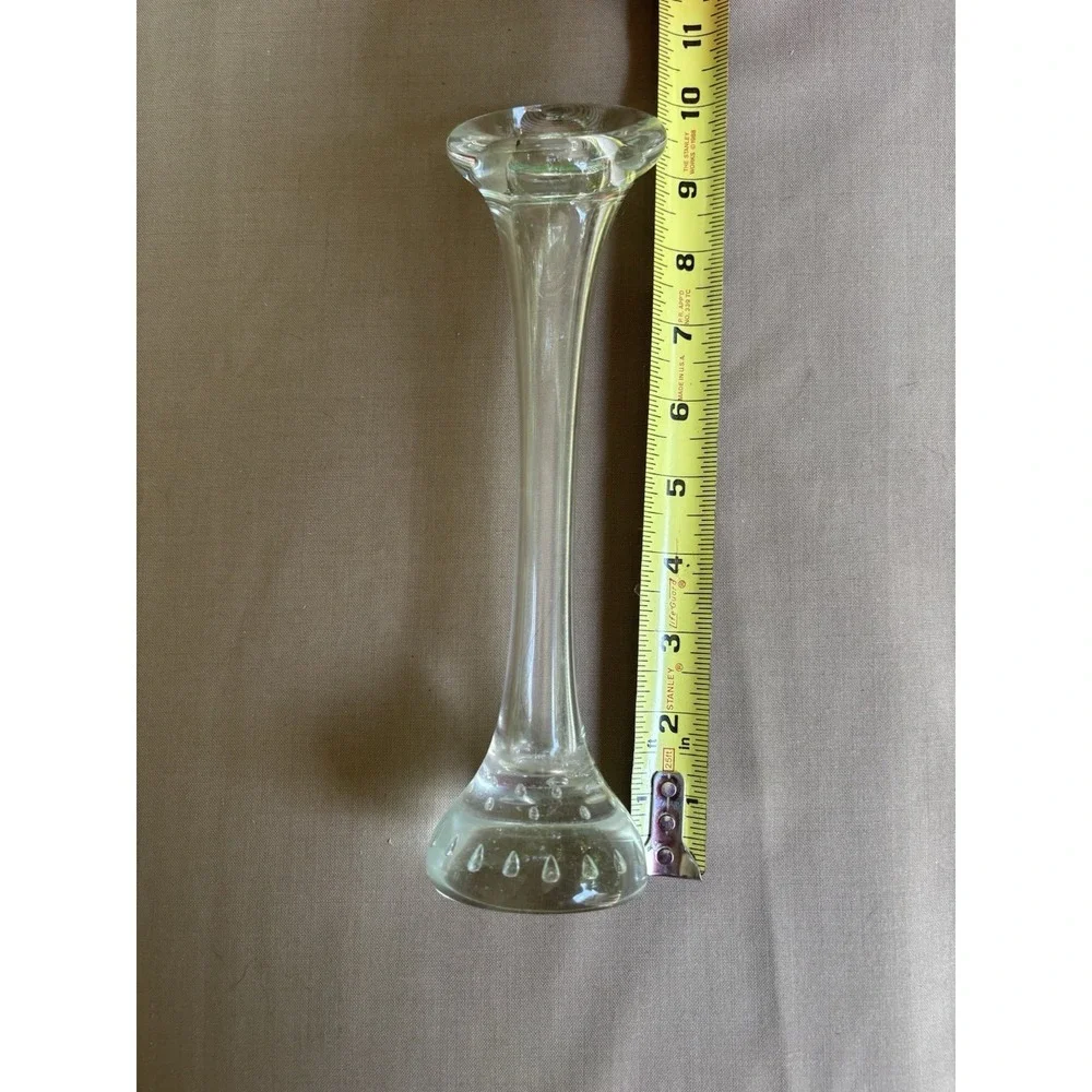Vintage Hand Blown Glass Bud Vase Controlled Bubble Base 9.5